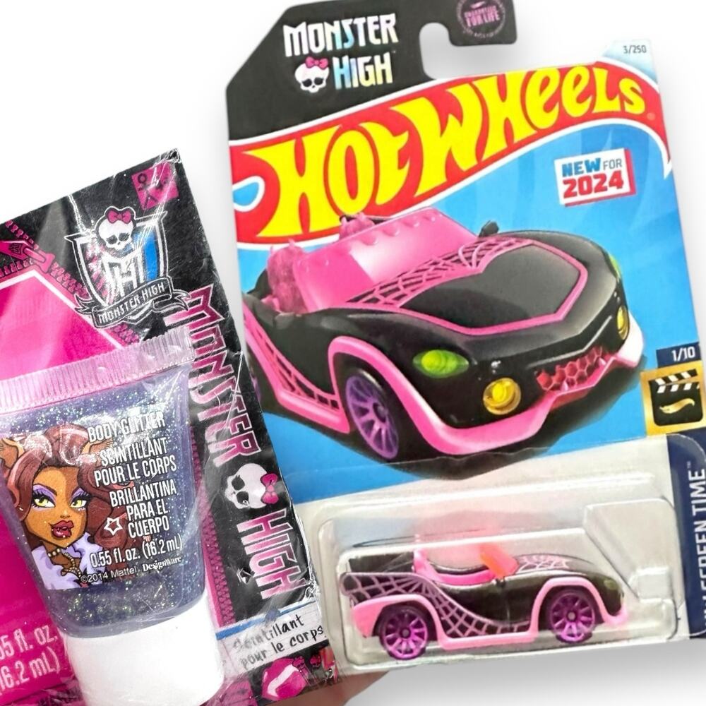 MONSTER HIGH Body Glitter and Hot Wheels GOUL MOBILE 3 Monster High